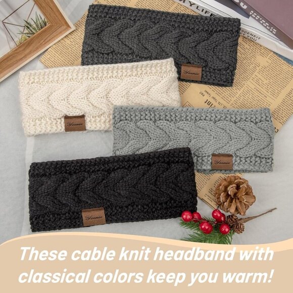 Women’s Fleece Lined Knit Ear Warmer Headbands 4-Pack Winter Accessories main image 6